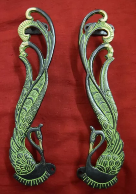 Peacock Shape Handle Nature Theme Brass Handmade Home Front Door Decor Gift VR22