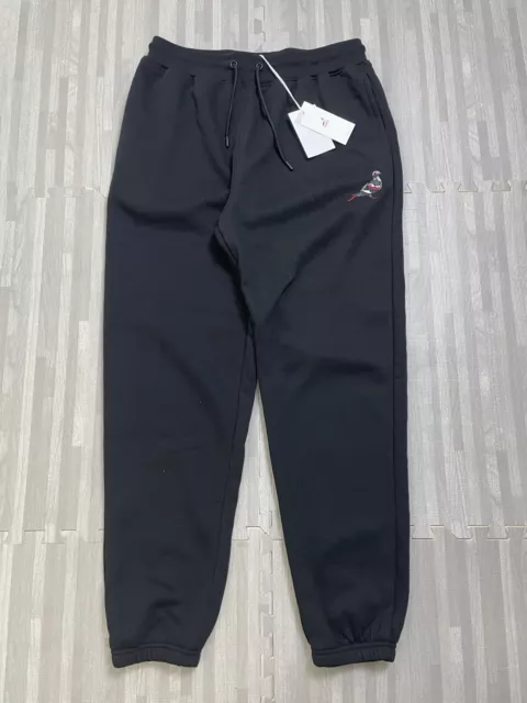 Staple Embroidered Pigeon Logo Mens Large Fleece Black Jogger Sweatpants $64