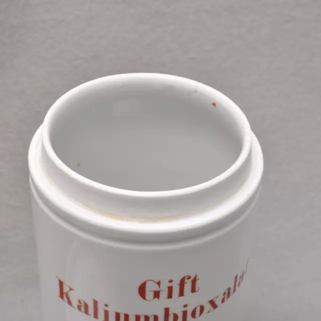 Altes Apothekergefäß Apothekerdose Porzellan Gift Kaliumbioxalat Kleesalz, 19 cm 3