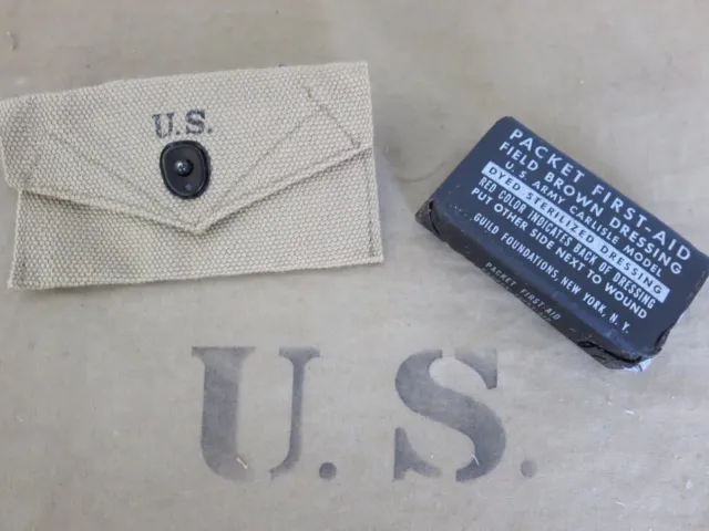 US Army Verbandspäckchen Tasche + First Aid Dressing Kit Pouch Pistol Belt M1936