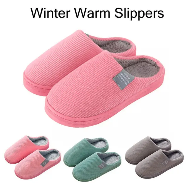 Unisex Damen Herren Winter Warm Hausschuhe Pantoffeln Slip-On Schlappen Slipper