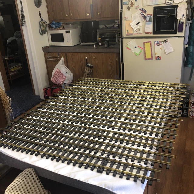Almost 30 Feet 10 Pieces Of Aristo Craft Brass Straight Track G Scale Almost 30 Feet 10 Pieces Of Aristo Craft Brass Straight Track G Scale