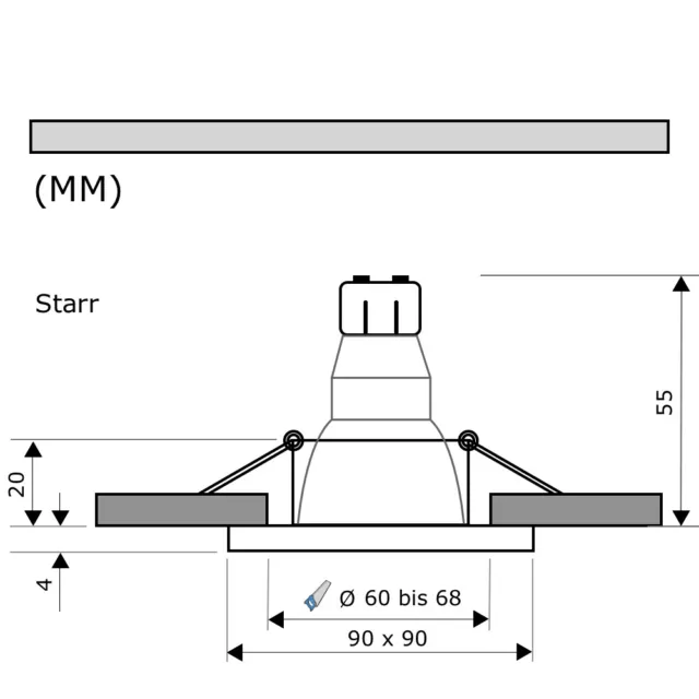 12V | Bad Einbaustrahler IP44 | 5W | SMD LED | Chrom | Eckig | LED Treiber dabei 3