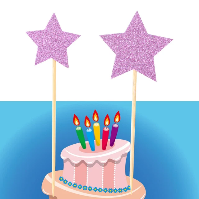 Palos de tapa de pastel cupcake toppers estrella - 12 selecciones de pastel estrella brillante cupcake-