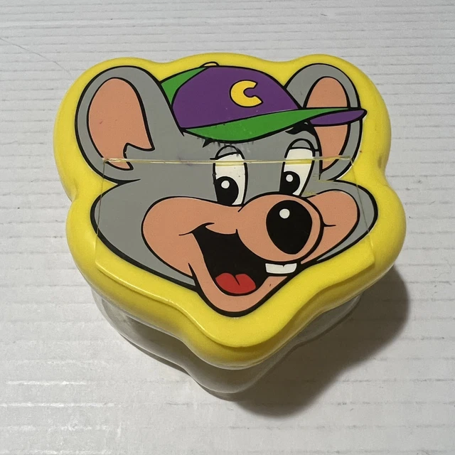 Vintage Chuck E Cheese Coin Token Container Plastic Small