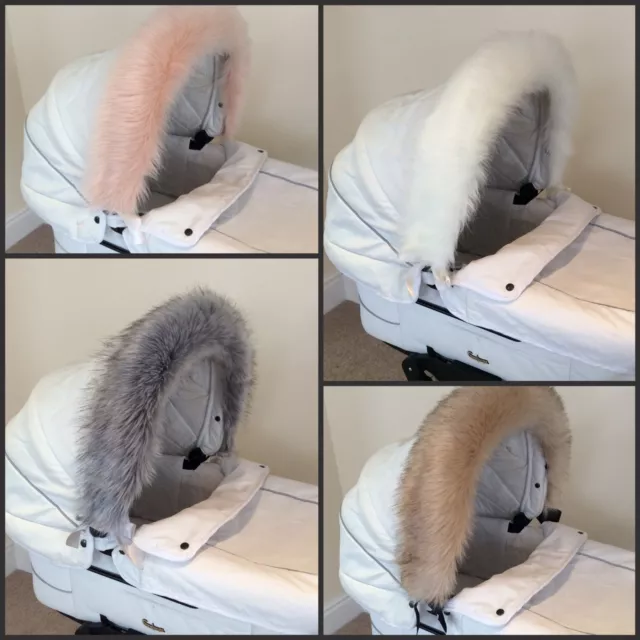 Luxury FAUX FUR Pram Hood Trim fits My Babiie Icandy Venicci Egg Journey Stomp