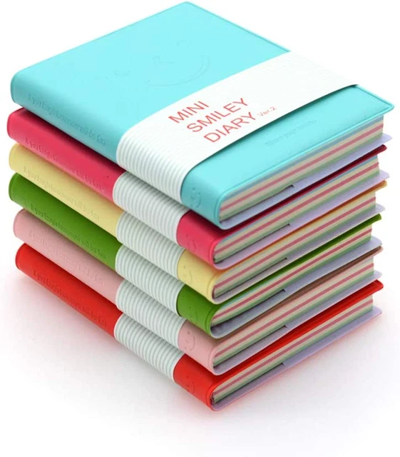6 Pezzi Smiley Pocket Notebook Hardback Journal Notepad Super Mini Diario Portat