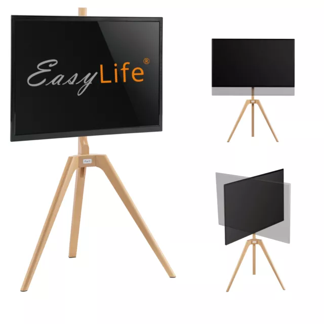 EasyLife - Cavalletto Treppiede Legno Tv-Stativ 45 Fino 65 Poll, Orientabile &