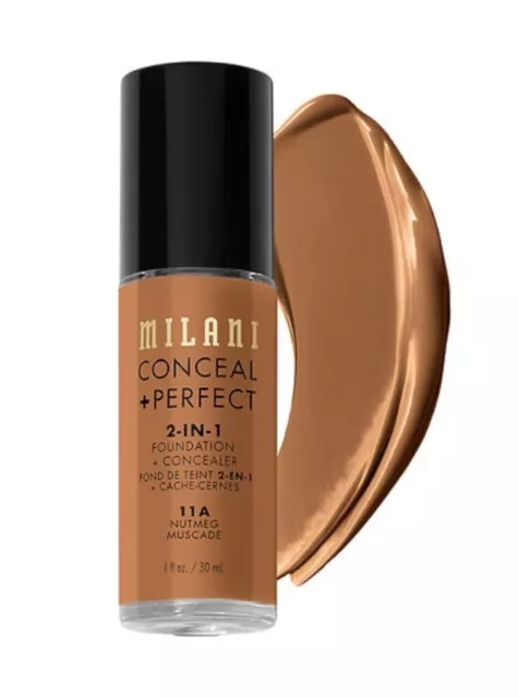 Milani Conceal + Perfect 2 in 1 Foundation & Concealer 11A Nutmeg 1oz NEW No Box