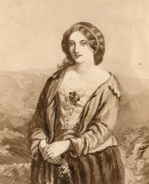 English School 19th Century Watercolour - Portrait of a Lady