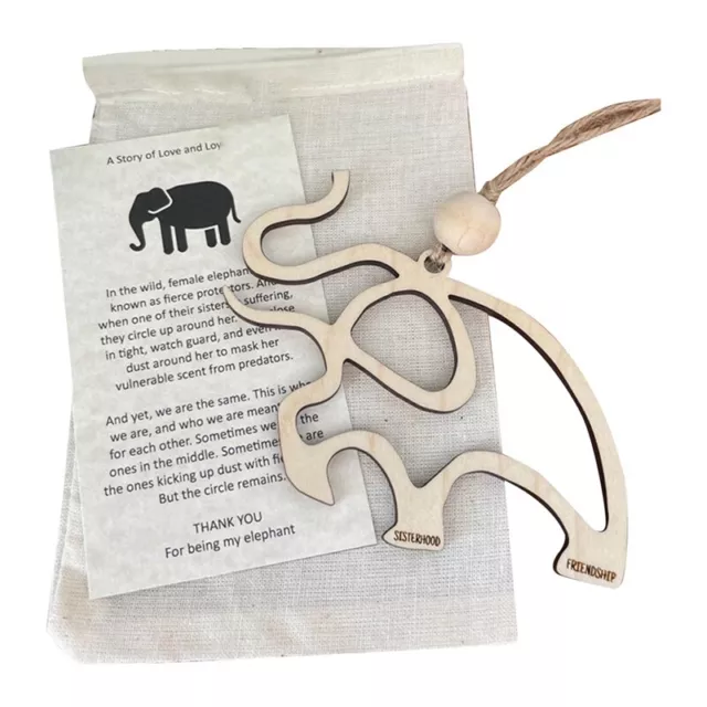 Friendship Elephant Ornament, Wooden Elephant Ornament with Story Card,6703