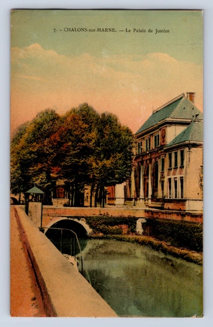 Vintage Chalons Sur Marne Le Palais De Courthouse Postcard Df