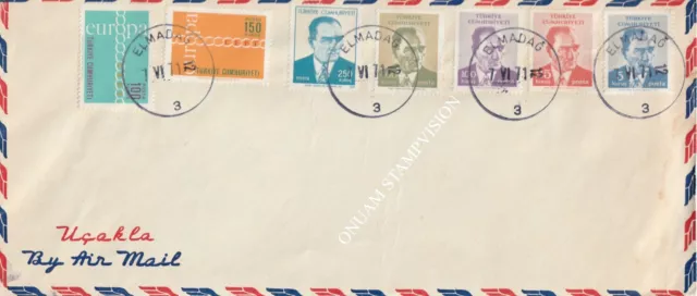 TURKEY ELMADAG 1971- AIR MAIL COVER - Ataturk+ Europa Stamps.