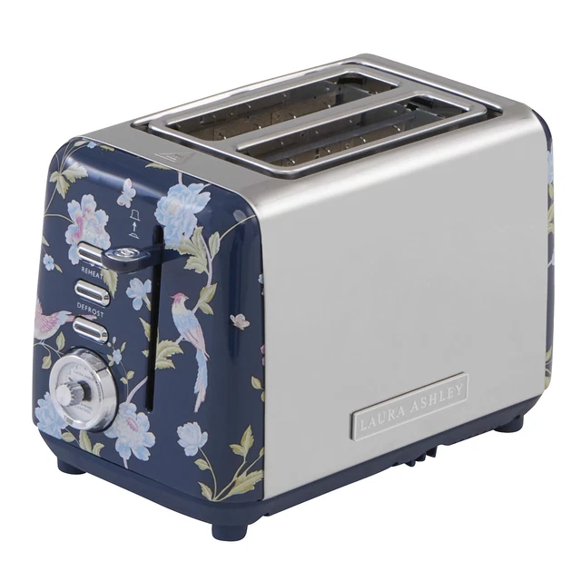 LAURA ASHLEY DESIGNER 2 Slice Toaster Elveden Blue Silver VQ & Bread ...