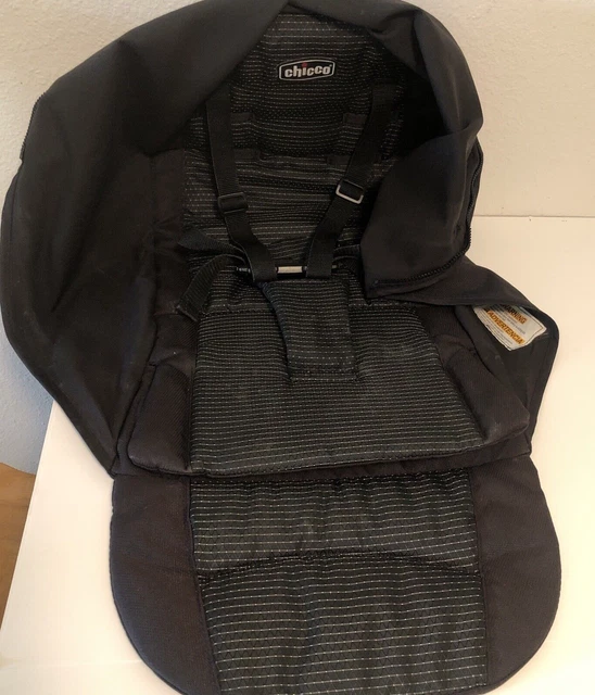 Chicco Bravo Stroller Replacement Black Fabric Seat Cushion w/ Harness Straps