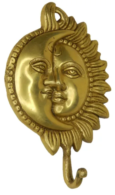 Lord Sun Moon Carved Victorian Style Handmade Brass Cloth Towel Wall Hanger Hook