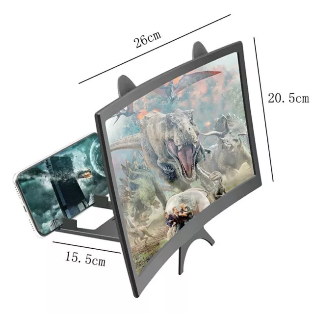 3D HD Fold Tabletop Magnifier Stand Curved Mobile Phone Video Screen Amplifier
