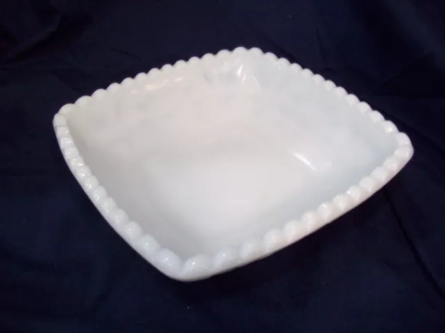 Vintage Milk Glass Scalloped Edge Bowl Vegetable Candy Serving Bowl, 6.25"