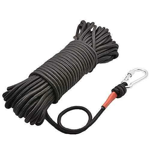 HHOOMY Corde D'aimant de Pêche avec Mousqueton, 65 Pieds (20 Mètres) Cordon Tout