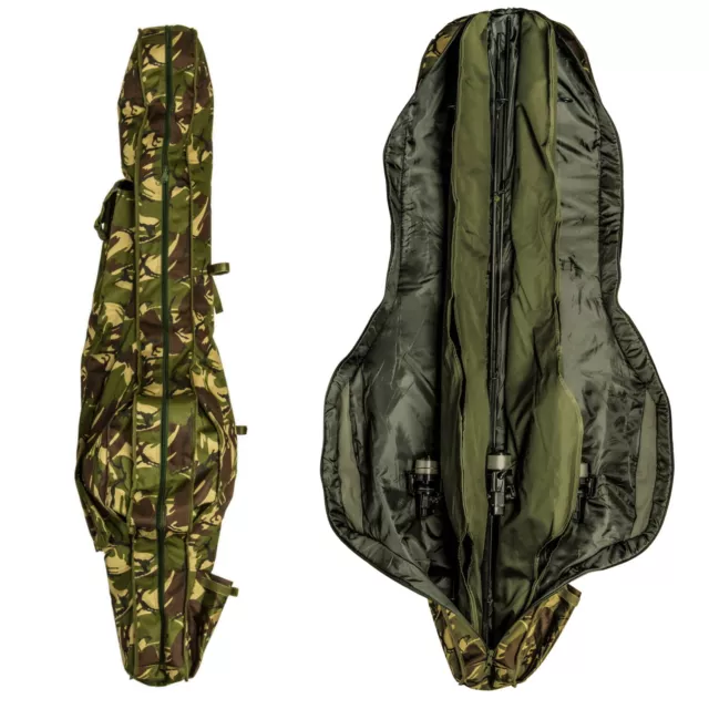 Saber Camo 5 Fishing Rod Bag Sleeve 12ft Reel DPM Carp Padded Holdall Case