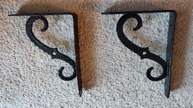 2 Antique Style Shelf Brace Wall Bracket Cast Iron Brackets 4.5"x6"