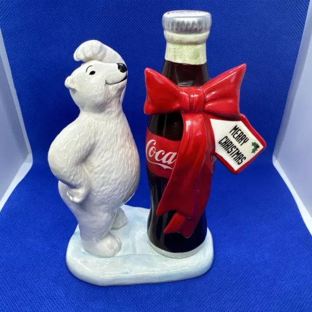 1997 COCA COLA “Bear with Coke Bottle” Christmas Figurine No Box Nice