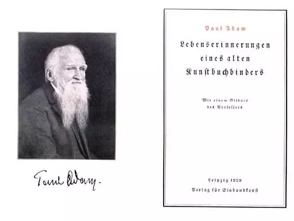 Paul Adam, "Lebenserinnerungen eines alten Kunstbuchbinders" (Reprint, Rohbogen)