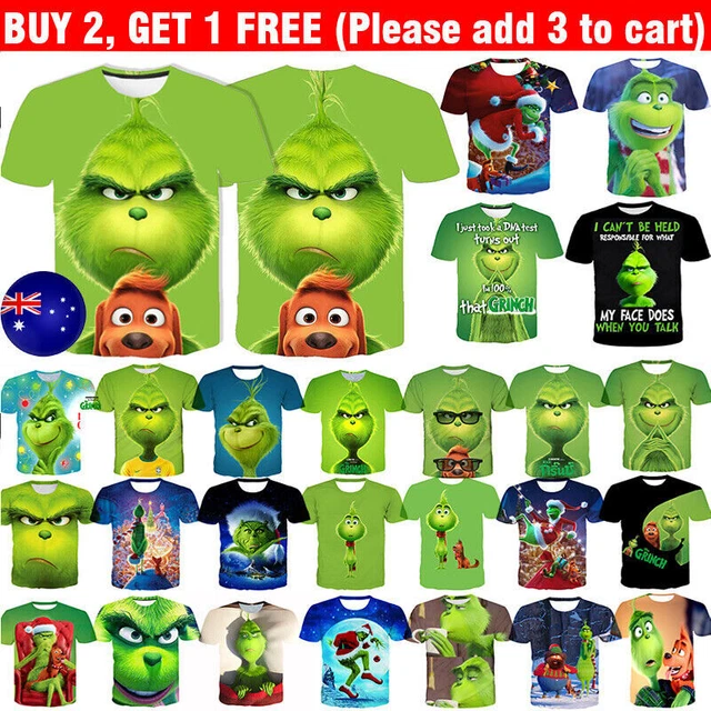 Unisex How the Grinch steal Christmas Short Sleeve T-Shirt Tee Top Xmas Gifts AU