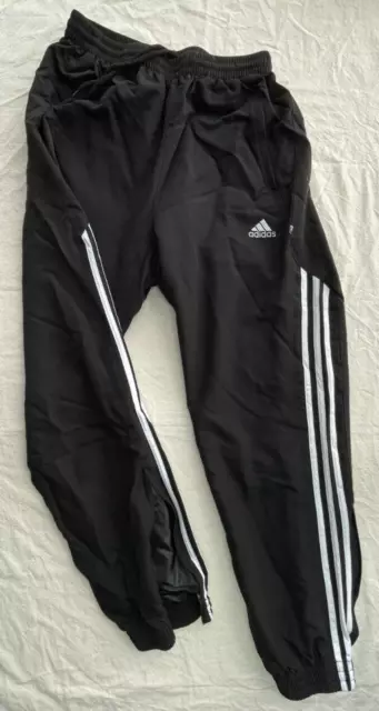 Tuta nera ADIDAS da uomo 3 righe bianche con fondo PICCOLA W24-30"" L30"" in ottime condizioni