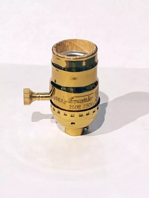 Old Stock Industrial Style Solid Brass Turn Knob 2 Way Medium Base Lamp Socket
