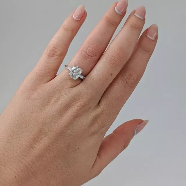 Bague en argent 925 avec diamant simulé taille rayonnante de 2,70 ct,... 3