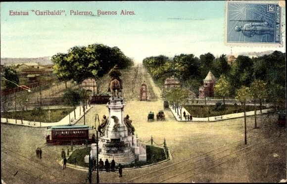 Ak Palermo Buenos Aires Argentinien, Estatua Garibaldi - 3894533