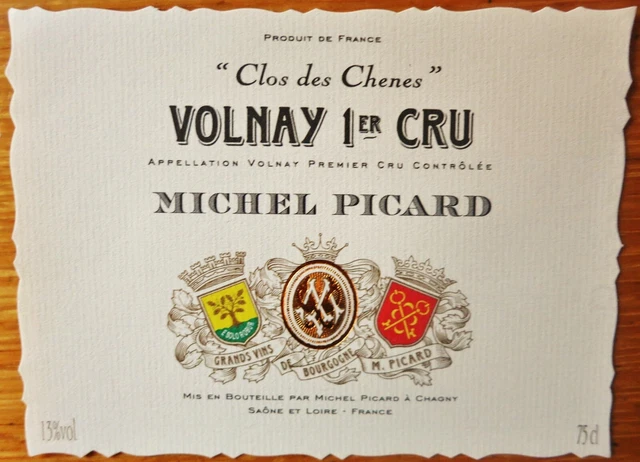 ETIQUETTES VIN FRANCE CLOS DES CHENES Michel Picard Volnay 1 ETIQUETTES VIN FRANCE CLOS DES CHENES Michel Picard Volnay 1