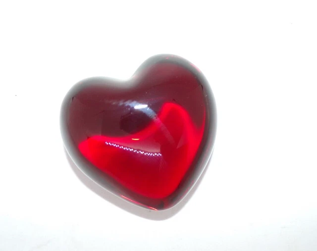 BACCARAT CRYSTAL PUFFED 3" RED HEART Paperweight signed & stamped