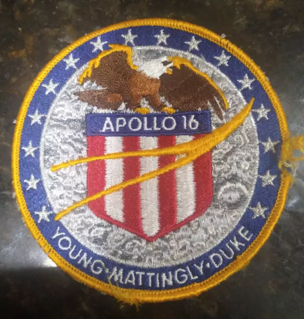 Vintage NASA Original Rare Apollo 16 Crew Patch AB Emblem Young Mattingly Duke