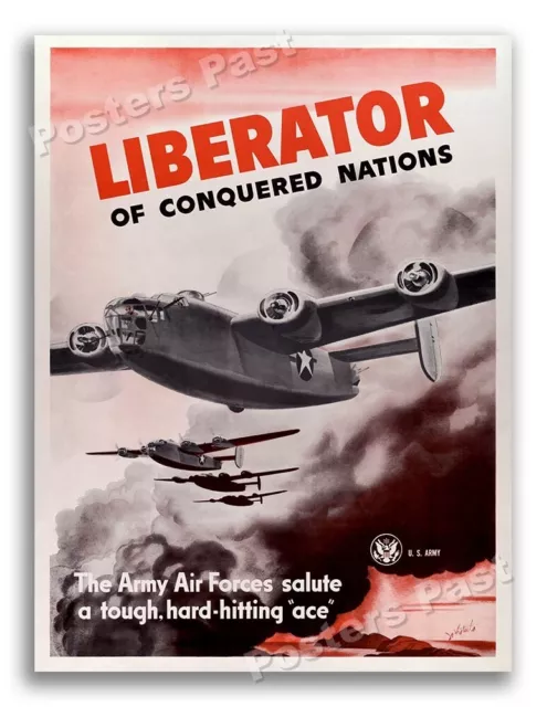 1943 B-24 Liberator Bomber Vintage Style WW2 Poster - 20x28