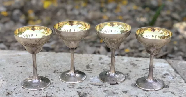 Set of 4 Frank W. Smith Sterling Silver 3706 Dessert Wine Cordial Goblets 1950s