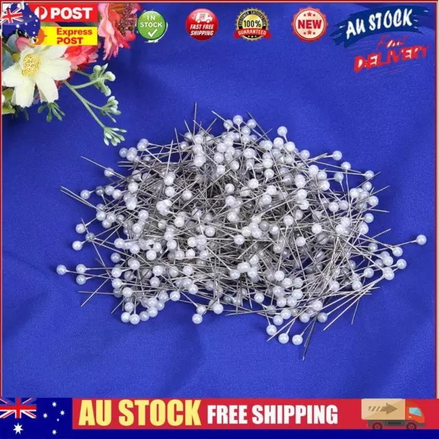 100pcs Round Pearl Head Sewing Needles Stitch Pins Bride Corsage(White)