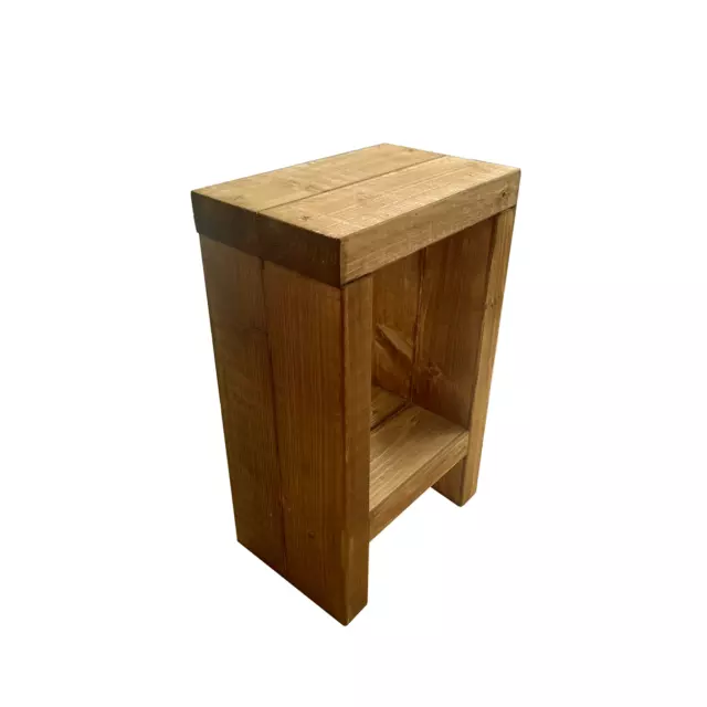 Rustic Side Table/ Living Room End Table Bedside Table Chunky Solid Wood 3