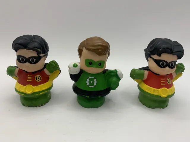 FISHER PRICE LITTLE PEOPLE Super Hero lot of 3 Green Lantern + Robin from Batman