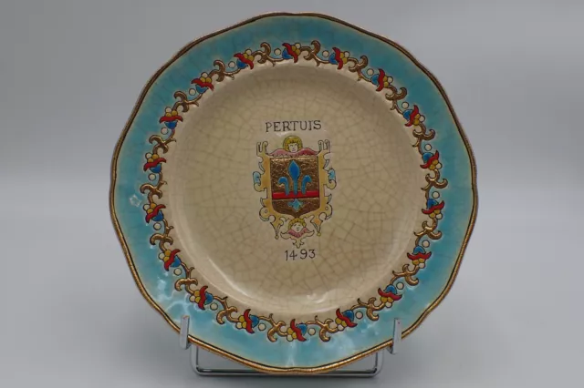 assiette ancienne en émaux de Longwy, d'après R.Metois