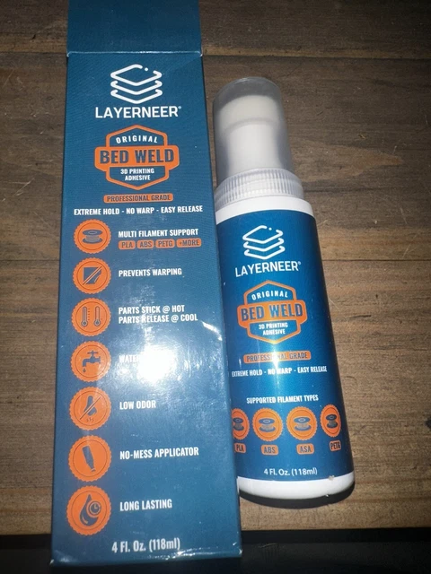 Layerneer 3D Printer Adhesive Glue Bed Weld Original, Strong Grip Brand New