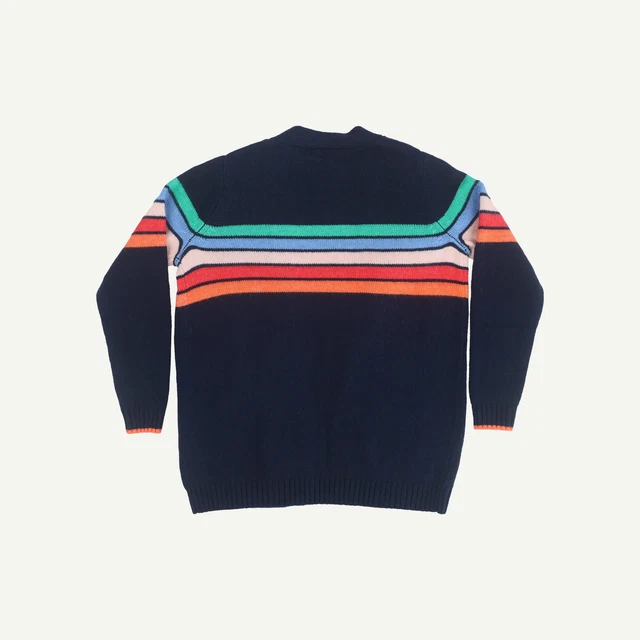 Joules langärmelige Damen-Cardigan marineblau Poly-Mischung V-Ausschnitt gestreift Größe 10 2
