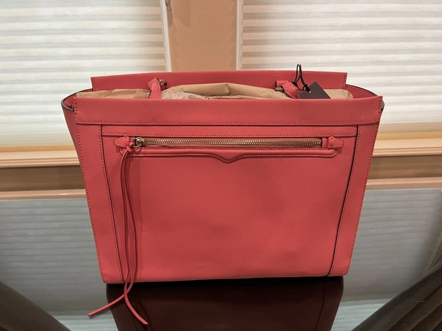 $295 Nwt Rebecca Minkoff Monroe Textured Leather Shoulder Tote Bag Guava Pink