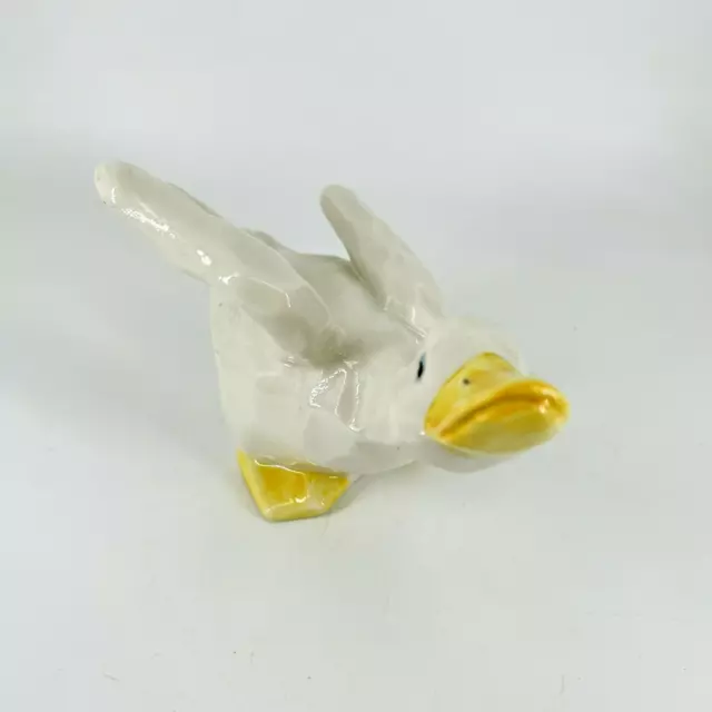 Med Size Goose Duck Wings Open Ceramic White Glazed 7" long Hand Painted