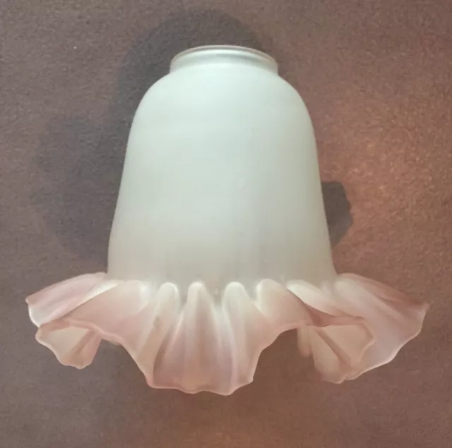 Tulipe en verre dépoli, applique, lustre suspension, luminaire 1940, rose