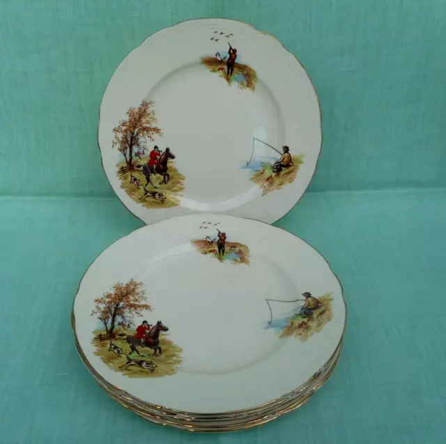 6 vintage Alfred Meakin "Country Life" earthenware salad /dessert plates - 7.75"