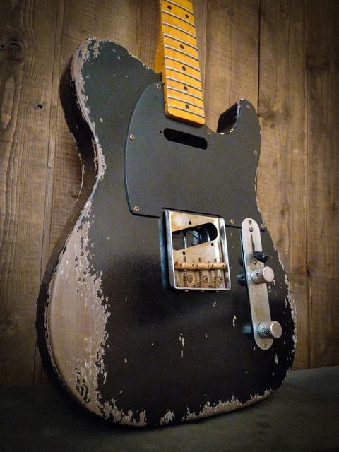 #202240 :: Baldman's Relic Telecaster set in Black nitro finish :: Aged Roadworn