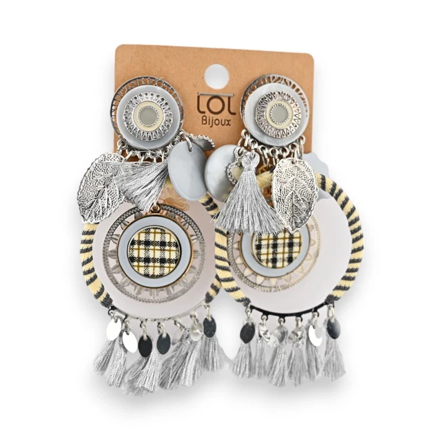 Boucles D'oreilles Cerf Vert Et Jaune Métal Argenté - Dormeuses, Neuves Avec étiquettes LOL Lolilota