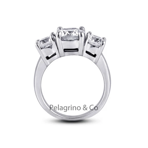4 1/4ct E SI2 Round Natural Diamonds 14kw Gold Classic Three-Stone Ring